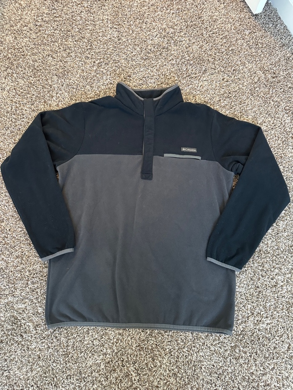 Men’s Columbia Two-Tone Fleece Pullover - Black & Charcoal (Size Large)